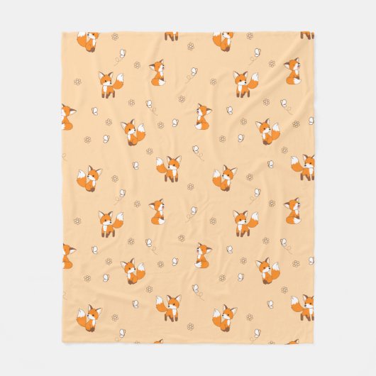 Kleine koeien op crème fleece deken (Voorkant)