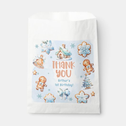 Kleine Koekjesjongen Kerstmis 1e verjaardag Bedank Bedankzakje (Voorkant)