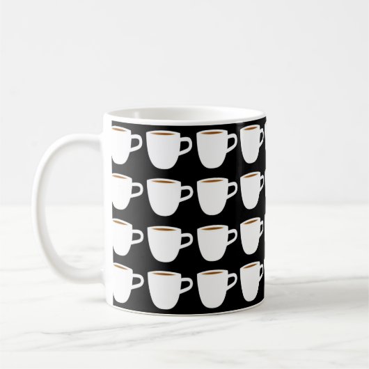 Kleine koffie mok patroon witte zwarte achtergrond (Links)