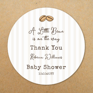 Kleine koffieboon Baby Shower Bedankt Ronde Sticker