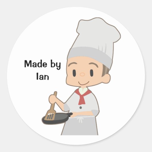 Kleine Kok Chef Kerst Ronde Sticker (Voorkant)