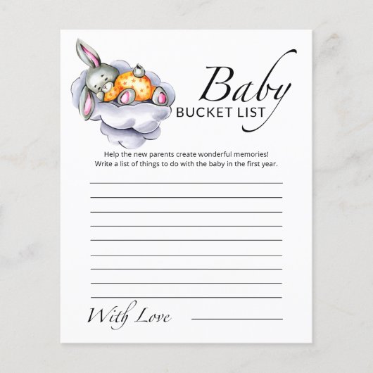 Kleine konijn babyshower emmerlijst (Voorkant)