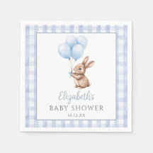 Kleine Konijn Blauwe Ballonnen Jongen Baby Shower