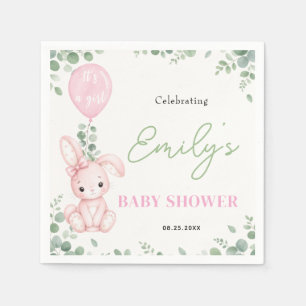 Kleine Konijn Eucalyptus Meisje Baby Shower Servet