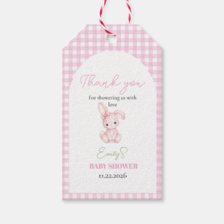 Kleine Konijn Eucalyptus Waterverf Baby Girl Showe Cadeaulabel