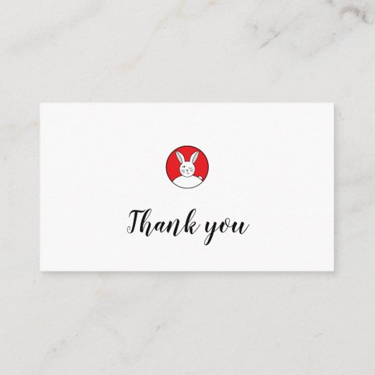 Kleine konijnenkaart bedankt informatiekaartje (Achterkant)
