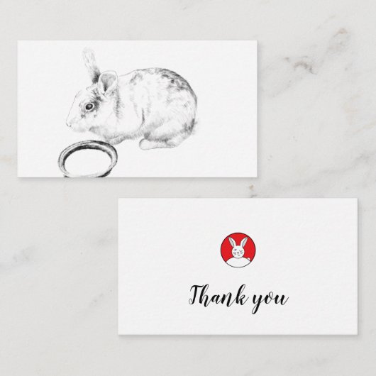 Kleine konijnenkaart bedankt informatiekaartje (Voorkant / Achterkant)