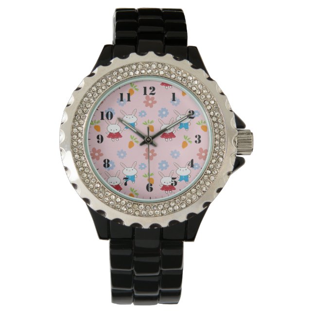 Kleine konijnenpatronen horloge (Voorkant)