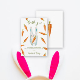 Kleine konijntje en wortels baby shower - dank je bedankkaart