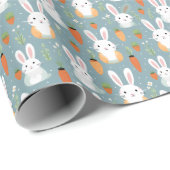 Kleine konijntjes en bloemen cadeaupapier (Rol Hoek)