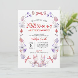Kleine konijntjes worden één, Floral Twins Verjaar Kaart
