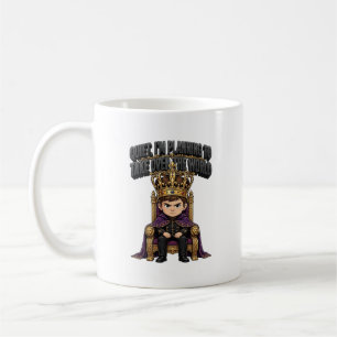 Kleine Koning Op Troon Schattige Kroon Jongensmok Koffiemok