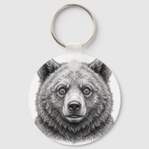 Kleine koppige beer-sleutelhanger kunst
