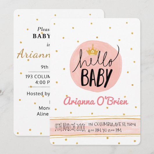 Kleine kroongouden vlekken koninklijk baby shower kaart (Voorkant / Achterkant)