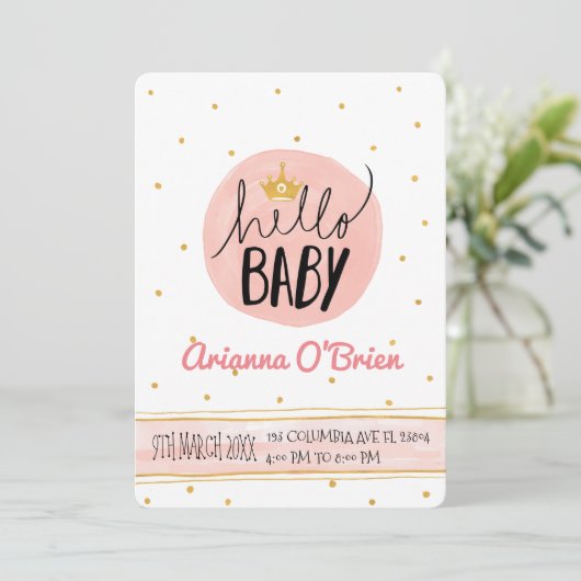 Kleine kroongouden vlekken koninklijk baby shower kaart (Staand voorkant)