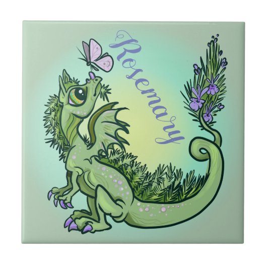 Kleine kruidendragon ~rozemarijn tegeltje (Voorkant)