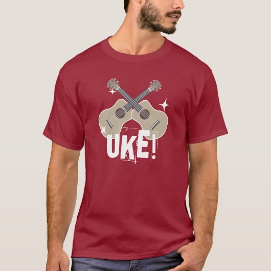 Kleine kruising met Ukuleles Uke! Shirt (Voorkant)
