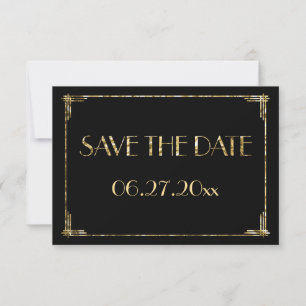 Kleine kunst Deco Gold Foil Wedding Save the Date 