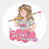 Kleine kunst gezicht schilderen ronde sticker (Voorkant)
