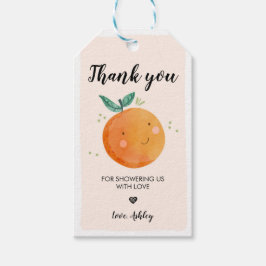 Kleine Labels van het Baby shower van Cutie Oranje Cadeaulabel