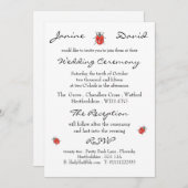 Kleine Ladybird/Ladybug Wedding Invitation Kaart (Voorkant / Achterkant)