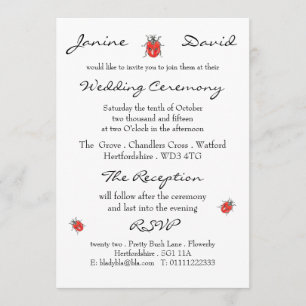 Kleine Ladybird/Ladybug Wedding Invitation Kaart