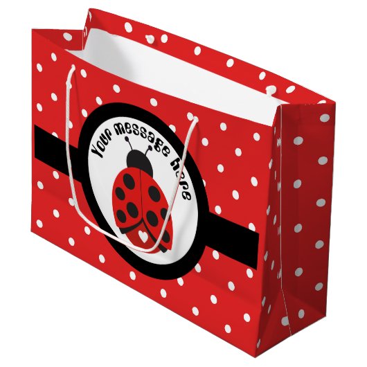 Kleine ladybug voegt berichtpartijtas toe large cadeautasje (Voorkant Gekanteld)
