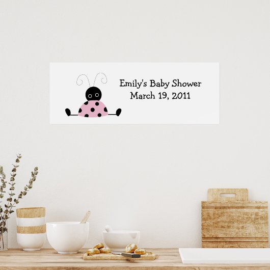 KLEINE LADYBUGS-Baby shower / Banner van de verjaa Poster (Keuken)