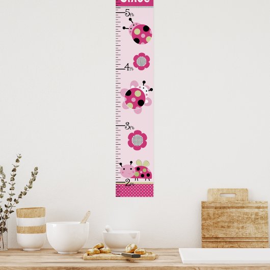 Kleine Ladybugs Girl Growth Chart bewaar 8 x 44! Poster (Keuken)