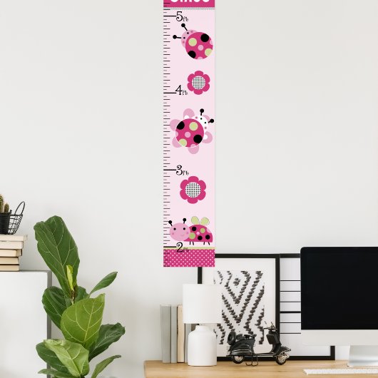 Kleine Ladybugs Girl Growth Chart bewaar 8 x 44! Poster (Thuiskantoor)