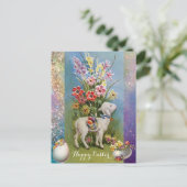 KLEINE LAM, EENVOUDIGERE EIEREN EN KLEURSTROMEN FEESTDAGENKAART (Staand voorkant)