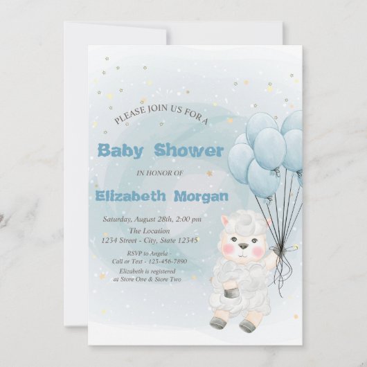 Kleine Lam Schaap Sterren Baby Shower Kaart (Voorkant)
