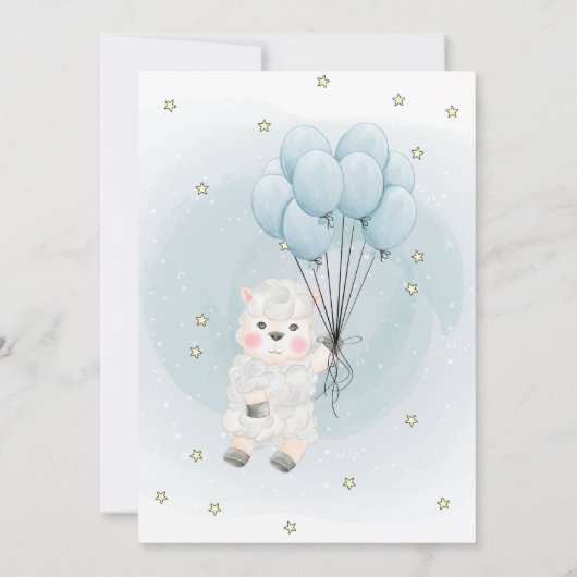 Kleine Lam Schaap Sterren Baby Shower Kaart (Achterkant)
