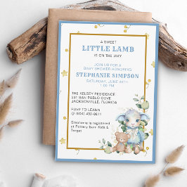 Kleine Lamb op de Weg | Blue Baby shower Invite Kaart