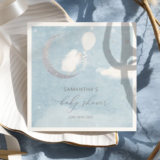 Kleine Lamb op het Baby shower van de maan Napkins Servet