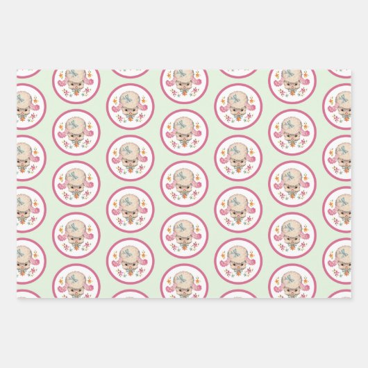 Kleine Lamb Retro Inpakpapier Vel (Voorkant 3)