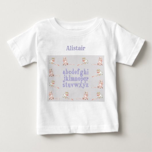 Kleine lammeren die het alfabet baby t-shirt leren (Voorkant)