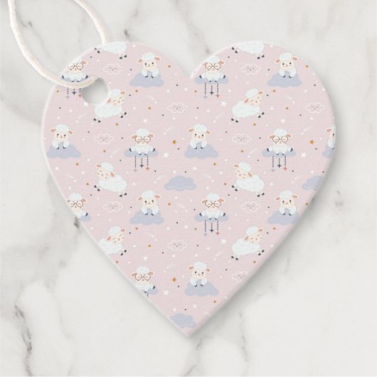 Kleine lammetjes die op wolken-Baby shower hangen Bedankjes Labels (Voorkant)