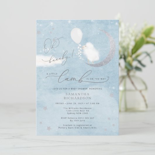 Kleine lamp met ballonvaardig Baby shower Kaart (Staand voorkant)