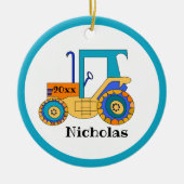 kleine landbouwtrekker keramisch ornament (Voorkant)