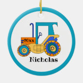 kleine landbouwtrekker keramisch ornament (Achterkant)