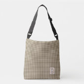 Kleine latte konijn in  houndstooth crossbody tas (Voorkant)