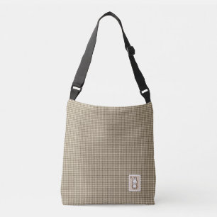 Kleine latte konijn in houndstooth crossbody tas