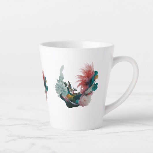 Kleine Latte Mok 12 oz - Moderne Abstracte Natuur (Rechts)