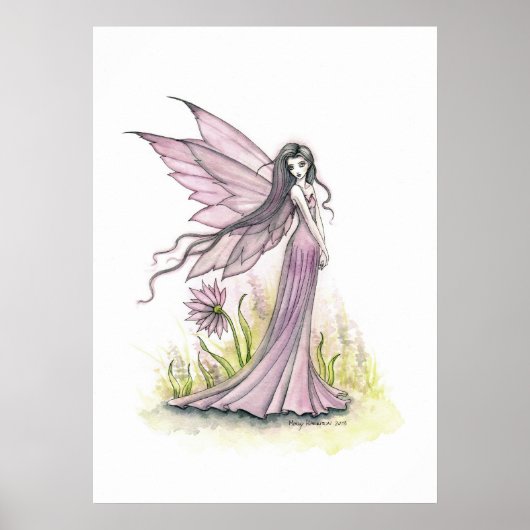Kleine Lavendel Fee Fantasie Kunst Illustratie Poster (Voorkant)