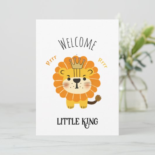 Kleine leeuw feestdagenkaart (Staand voorkant)