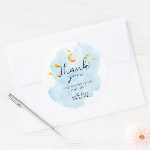 Kleine leeuw is een jongen Waterverf Blauw Dank je Ronde Sticker