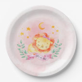 Kleine leeuw is een meisje Waterverf roze Baby sho Papieren Bordje (Voorkant)