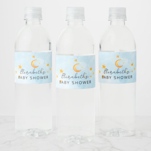 Kleine leeuw is een Waterverf blauw Baby shower Waterfles Etiket (Flessen)