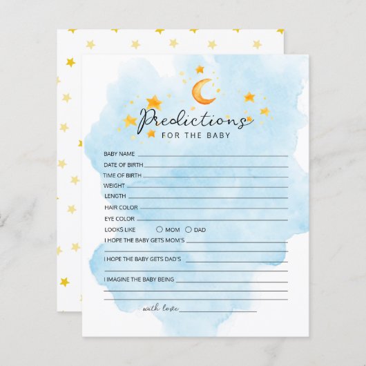 Kleine leeuw is een Waterverf blauw voorspelling (Voorkant / Achterkant)